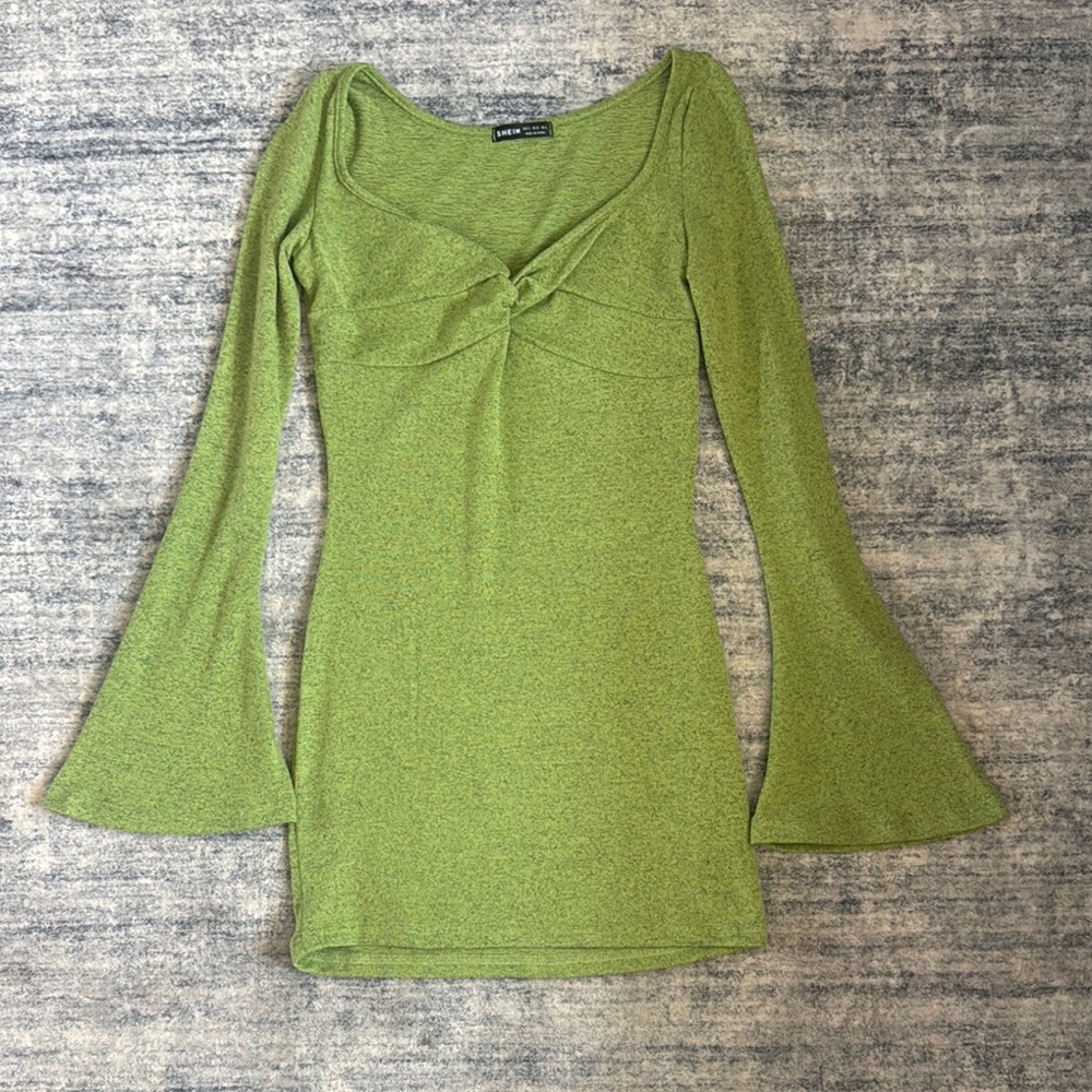 Urban Outfitters Green Sheath Dress with Bell Sleeves